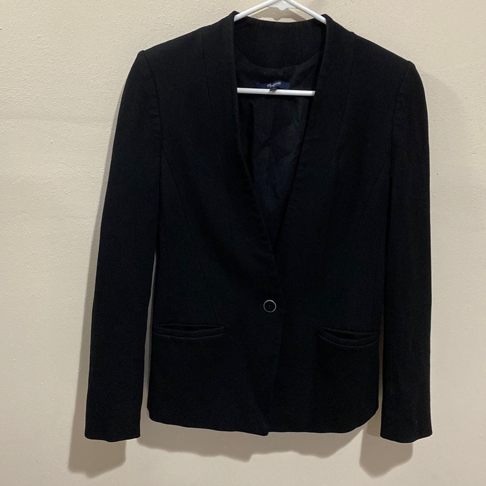 MADEWELL LONG SLEEVE BLACK BLAZER WITH FRONT POCKETS